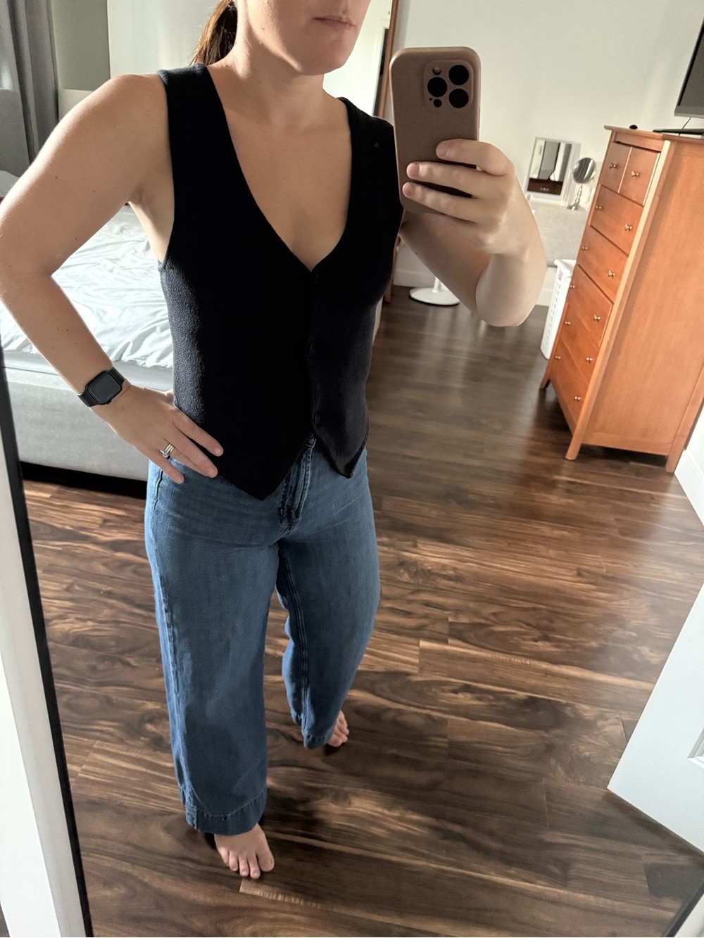 Wilfred Black V-Neck Knit Button Vest